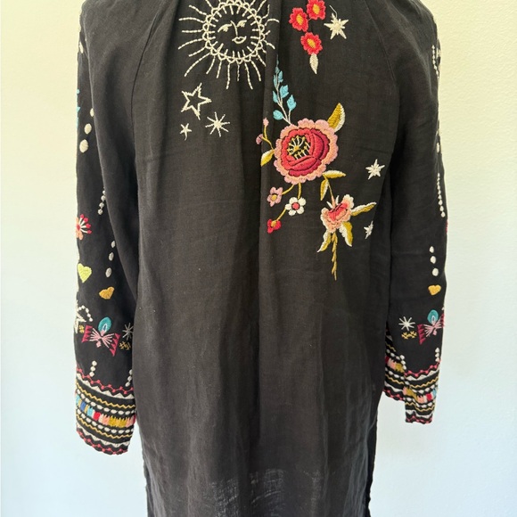 Johnny Was Maris Black Linen Tunic Top Embroidered Extra Small - Picture 4 of 4